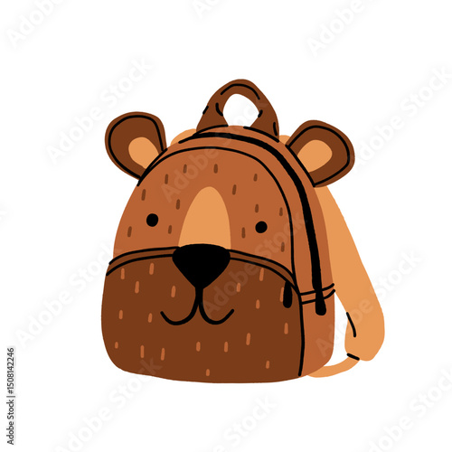 Set of childish school backpacks and schoolbags flat cartoon vector illustration. Collection of various kids bags isolated on white. Stylish accessories different shapes