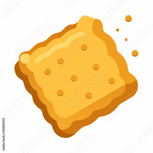 Crunchy biscuit and crumb vector icon on white background.
