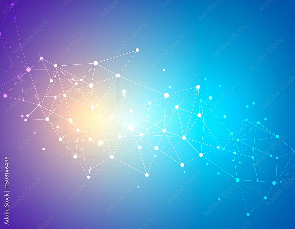 Fototapeta premium Abstract background dotted and connection line, glow and blur effect