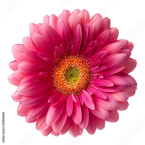 Close-up Gerbera Daisy Bloom on Isolated White Background