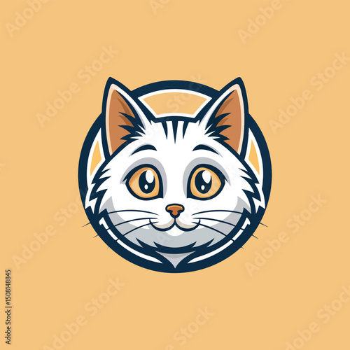 cat silhouette happy pets logo with some color variations, simple monochromatic animal logo for rescue, adoption, pet care or veterinary design