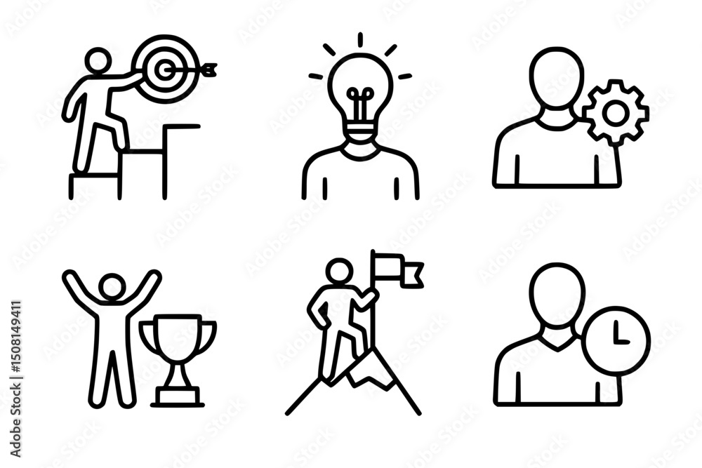Personal Growth & Achievement Line Icon Set Personal Growth & Achievement Line Icon Set
