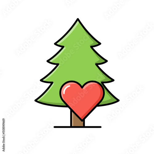 Pine tree with heart symbolizing forest preservation
