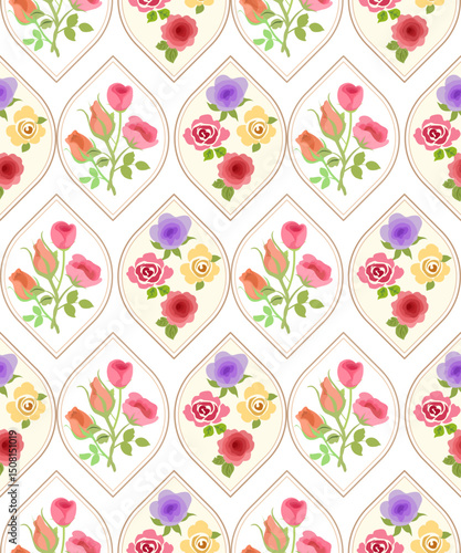 Hand drawn floral, botanical colorful seamless pattern vector illustration design. 