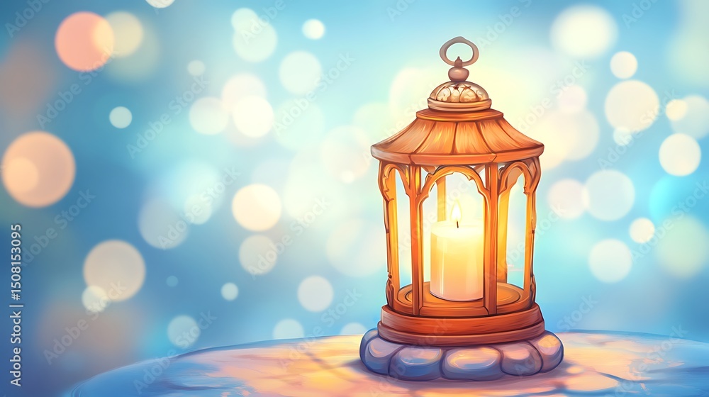 Ornate lantern with a warm candlelight glow. Ornate lantern with a warm candlelight glow.