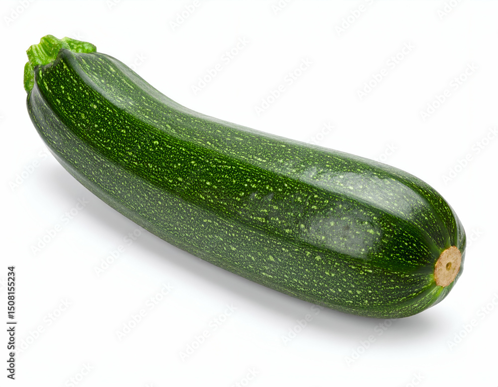 Fresh Green Zucchini Smooth Skin, Vibrant Color, Isolated on White Fresh Green Zucchini Smooth Skin, Vibrant Color, Isolated on White