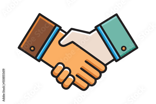 3d hand shake vector illustration on white background
