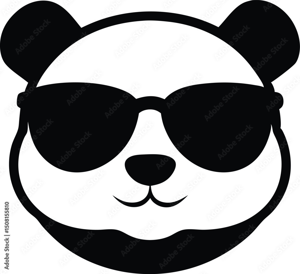 Panda head with sunglasses in funky and artistic expression vector art illustration Panda head with sunglasses in funky and artistic expression vector art illustration