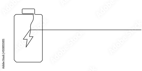 Continuous one line drawing of battery charging vector illustration, Continuous one line drawing of battery charging vector illustration, Continuous one line drawing of battery charging Lightning bolt