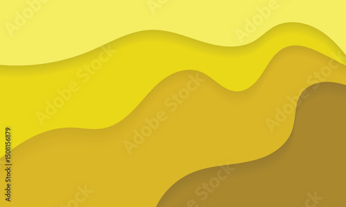 Layered Yellow Wave Pattern: A mesmerizing yellow monochromatic palette, where layers cascade in soothing curves, creating depth and motion in paper cut style.