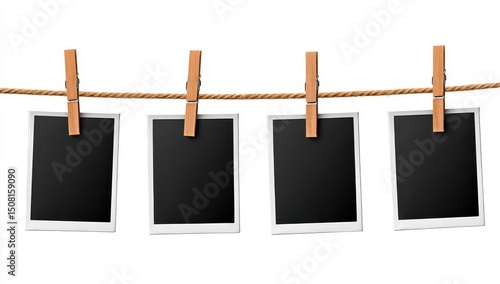 Wallpaper Mural Four blank photos pinned to a rope Torontodigital.ca