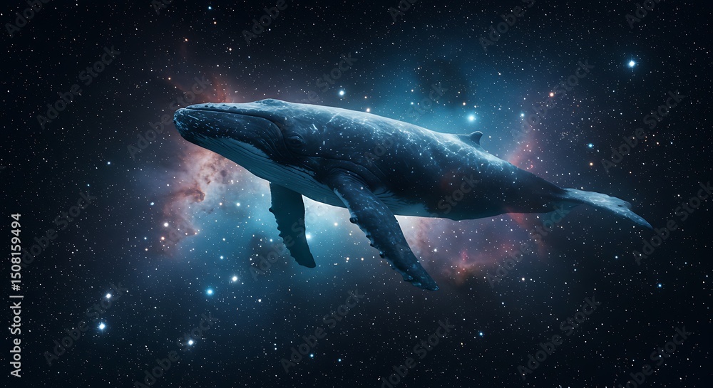 Fototapeta premium Whale Swimming in Space