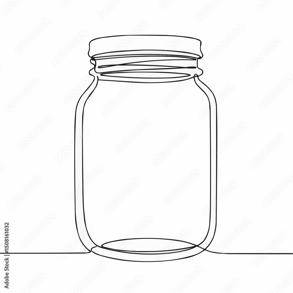 An empty jar with a minimalistic one-line drawing. It exudes a sense of simplicity and modern art An empty jar with a minimalistic one-line drawing. It exudes a sense of simplicity and modern art