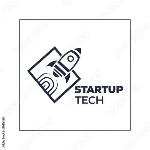 A clean and minimalist logo design of a modern tech startup vector 