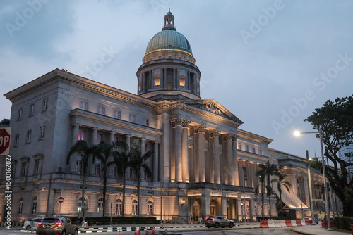 Photography Grand Facade of National Gallery Singapore Under Blue Sky