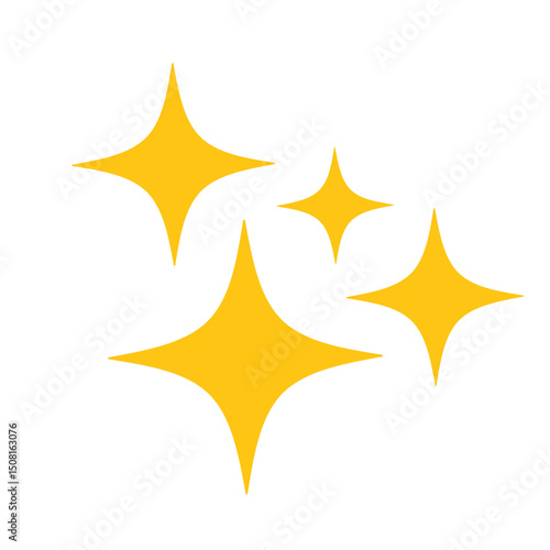 Vector sparkling star icon in flat style in golden yellow color