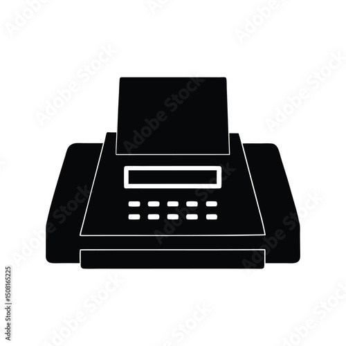 A silhouette fax machine vector art illustration