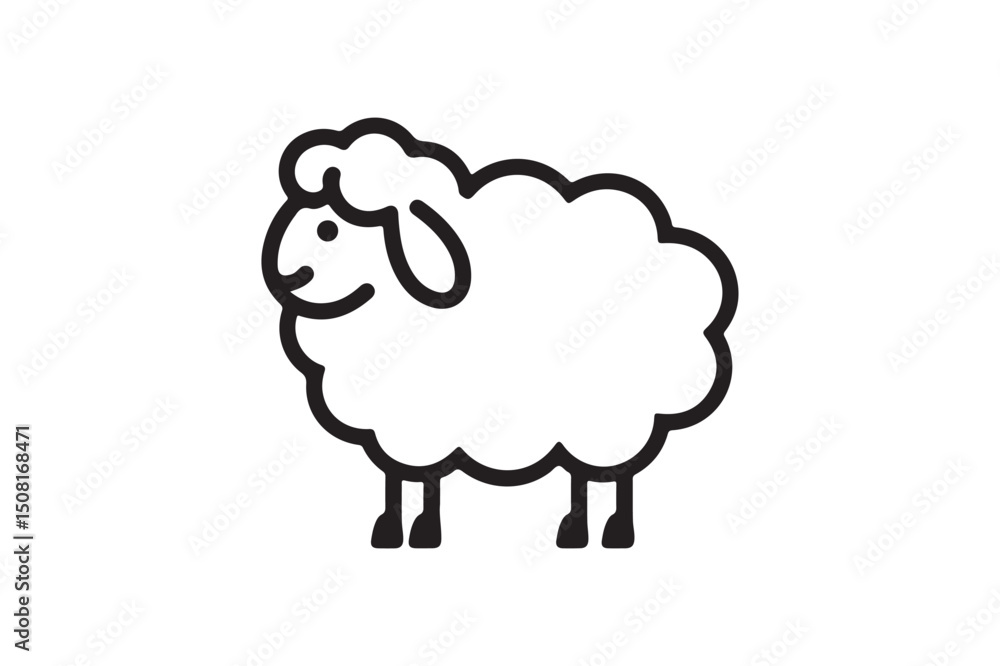 Minimalist Black and White Sheep Icon - Farm Animal Symbol for Rural and Agricultural Designs Minimalist Black and White Sheep Icon - Farm Animal Symbol for Rural and Agricultural Designs