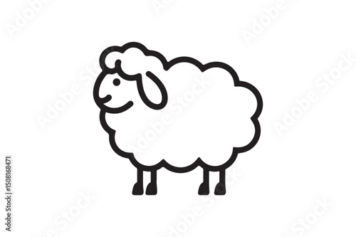 Wallpaper Mural Minimalist Black and White Sheep Icon - Farm Animal Symbol for Rural and Agricultural Designs Torontodigital.ca