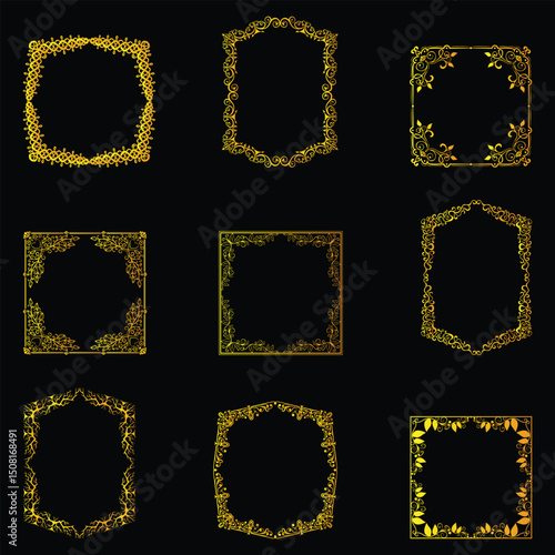 Premium gold ornate vector frames collection with baroque