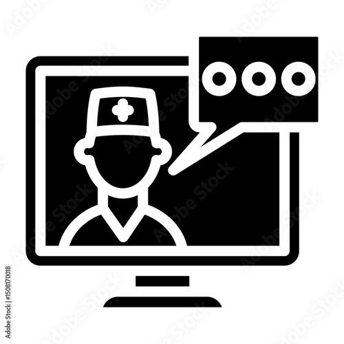 Chat with Doctor Vector Glyph Icon Design