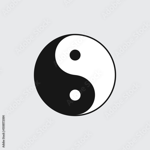 Chinese Yin Yang symbol of balance between opposites in the universe. Yin is the negative, female, lunar, while Yang is positive, male, solar component. Often associated with daoism