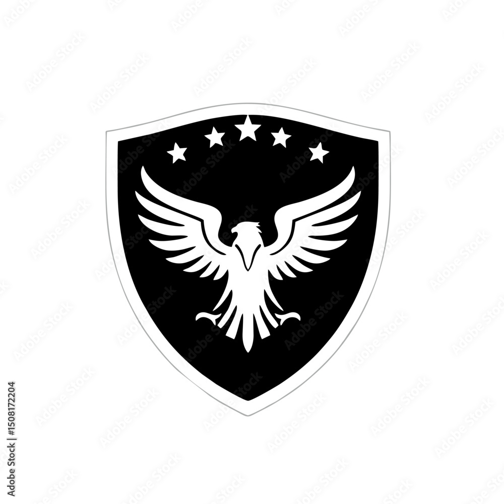 Fototapeta premium Eagle Shield Logo, Symmetrical Shield Shape