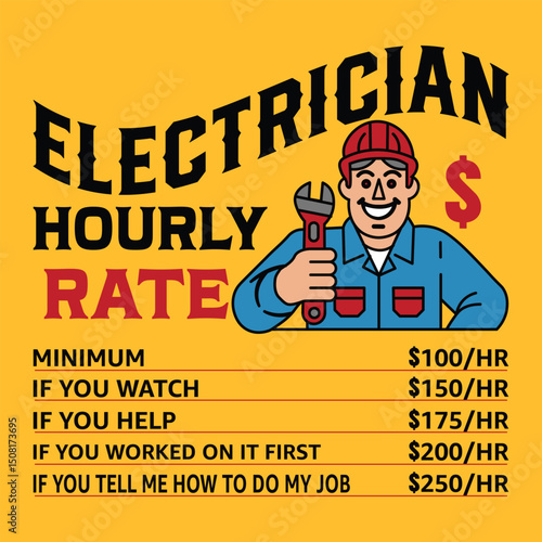 Electrician T-Shirt Design with Tools and Lightning Bolt – Vector Graphic
