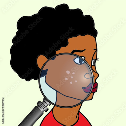 a woman suffering from skin disease sad illustration design