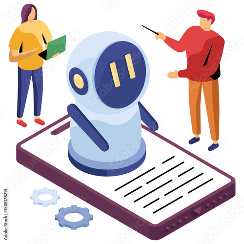 A colored design illustration of mobile robot