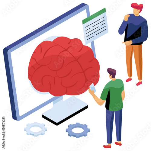 Isometric design illustration of mind development 
