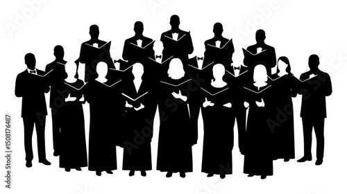 choir group singing silhouette vector shape black engraving laser cutting