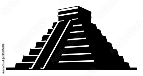 mayan pyramid silhouette vector shape black engraving laser cutting