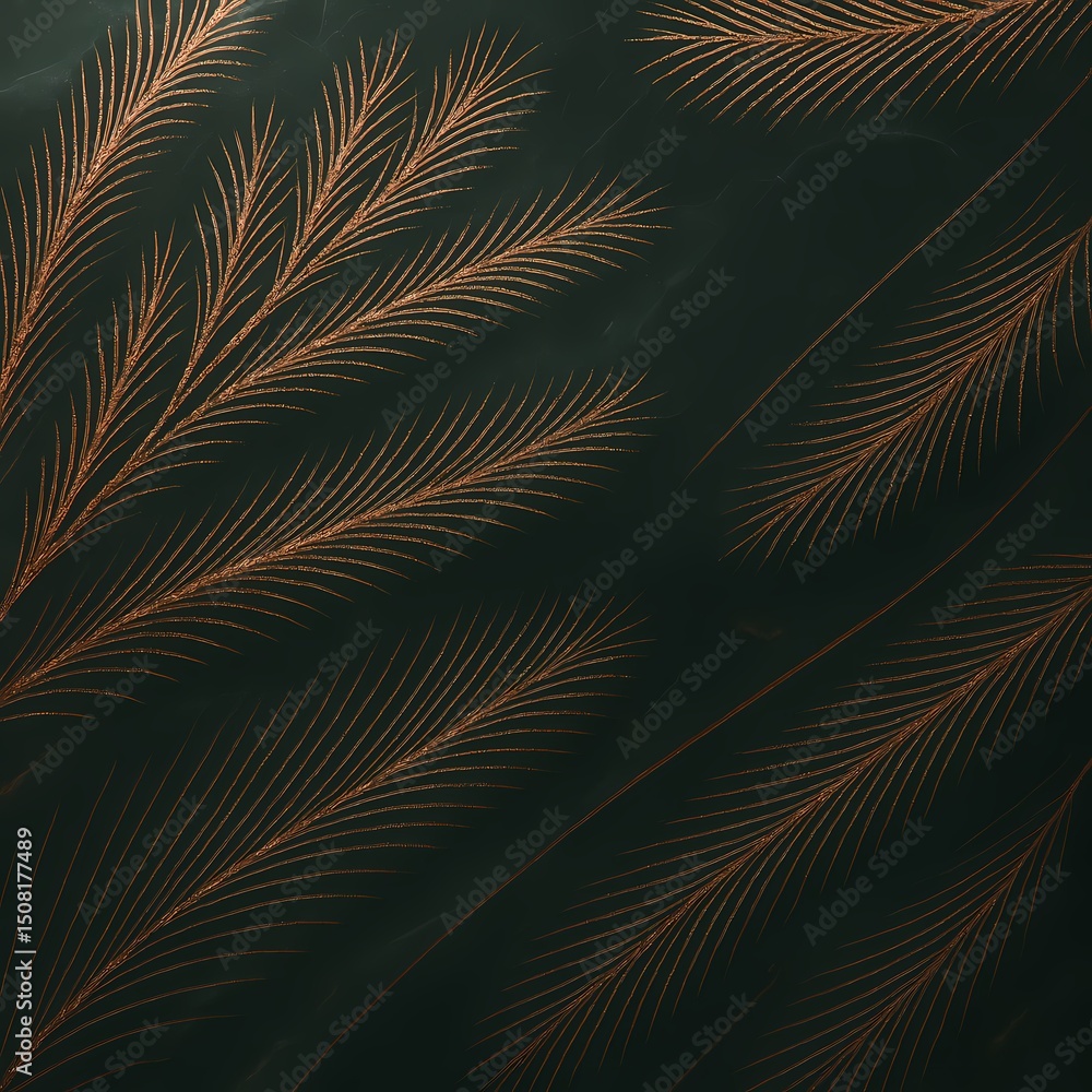 Obraz premium Pine Needles + Gradient Flow + Copper Sparkle Lines