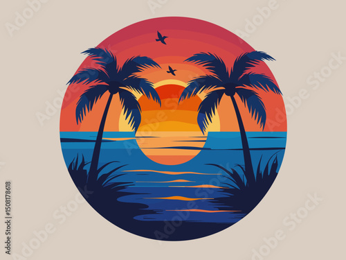 Wallpaper Mural tropical island vector illustration Torontodigital.ca