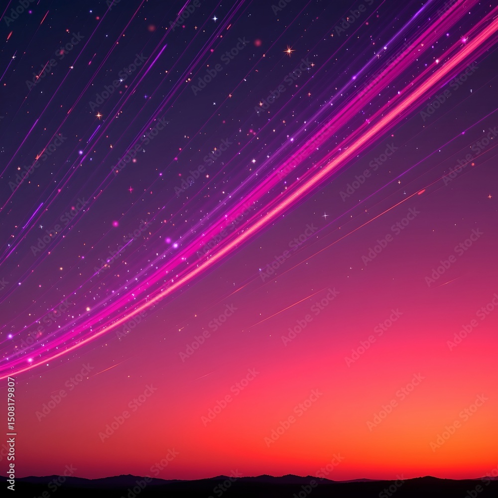 Obraz premium Stellar shooting stars display night sky astrophotography cosmic environment wide angle view celestial wonders