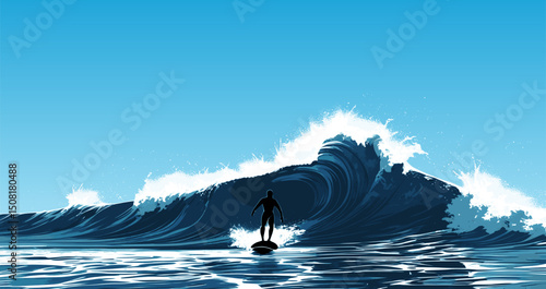 illustration of surfer on the ocean wave (artwork 1)