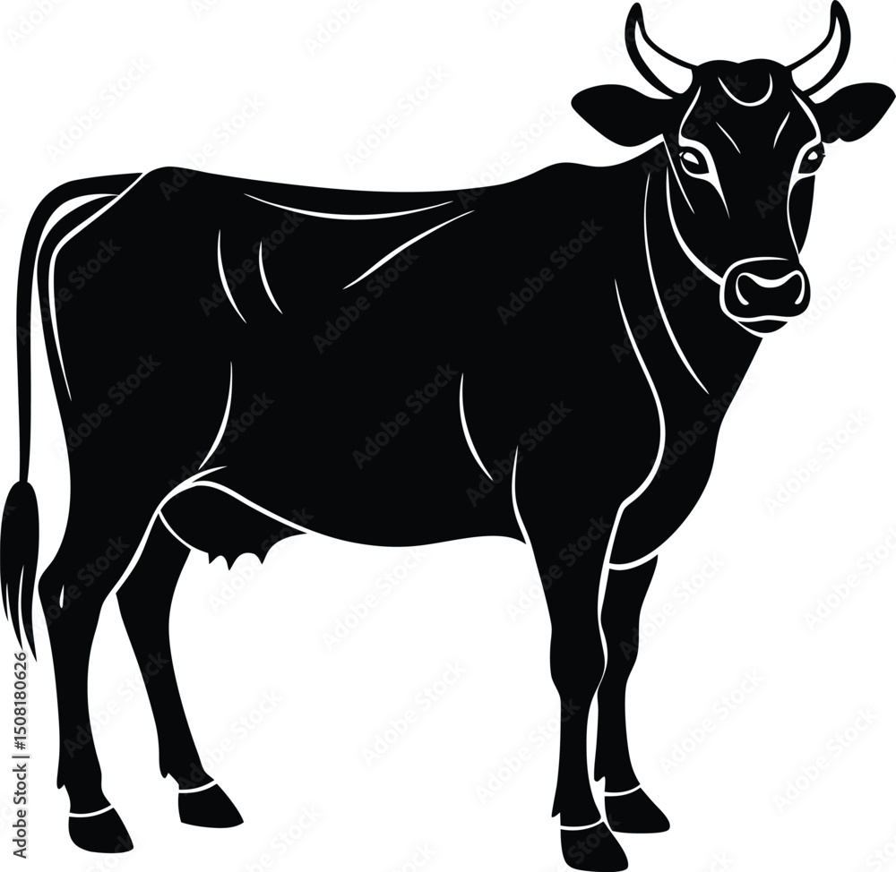 Fototapeta premium black and white cow cow vector cow out line cow 
