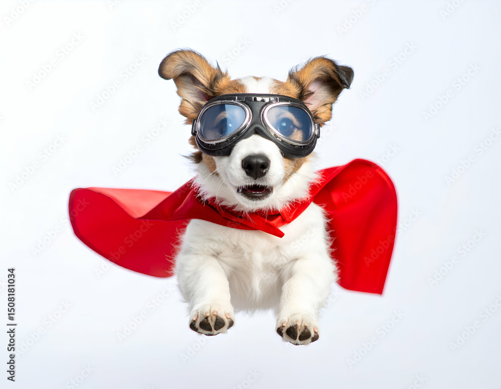 Super Puppy Hero Flying Dog with Goggles and Cape Super Puppy Hero Flying Dog with Goggles and Cape