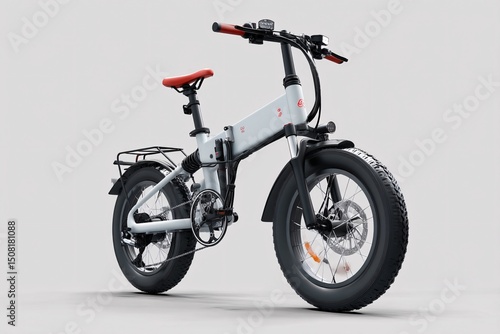 3D icon of a foldable electric bike, providing a practical and sustainable way to travel with ease.