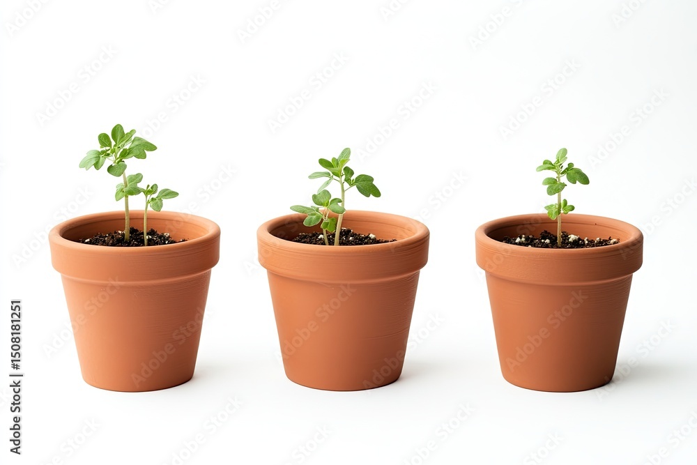 Growing seedlings in terracotta pots