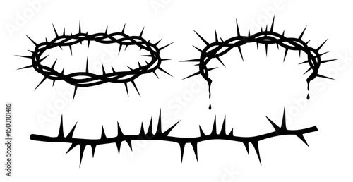 crown of thorns religious symbol vector illustration