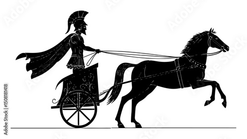 ancient greek warrior riding chariot with horses vector