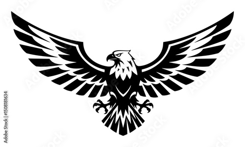 eagle with spread wings flying vector silhouette