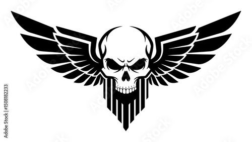 skull with wings emblem vector illustration