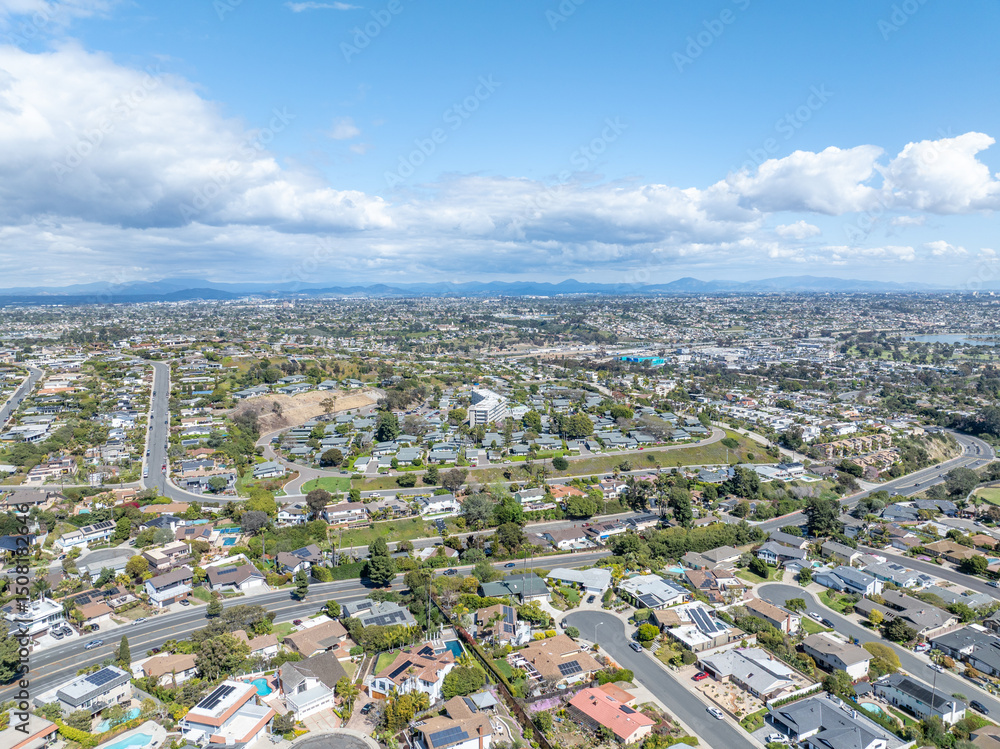 Fototapeta premium Aerial view of residential urban sprawl in San Diego, South California, USA