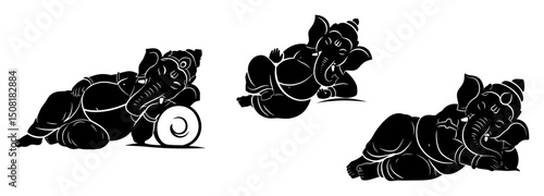 cute ganesha elephant characters relaxing vector