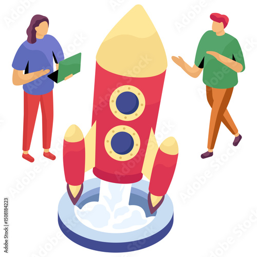 Conceptual flat design illustration of startup 