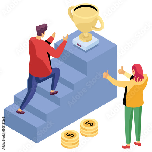 Editable design illustration of level skill ladder 