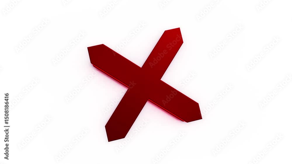 red cross mark, Animation of a Red cross symbol on green screen background. Prohibition. Error. red cross mark, Animation of a Red cross symbol on green screen background. Prohibition. Error.